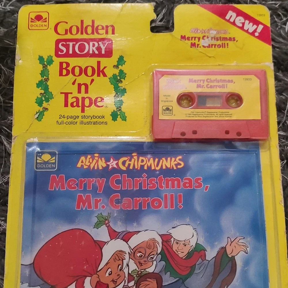 1990 Vintage Golden Story Book 'n' Tape set featuring Alvin & Chipmunks NIP